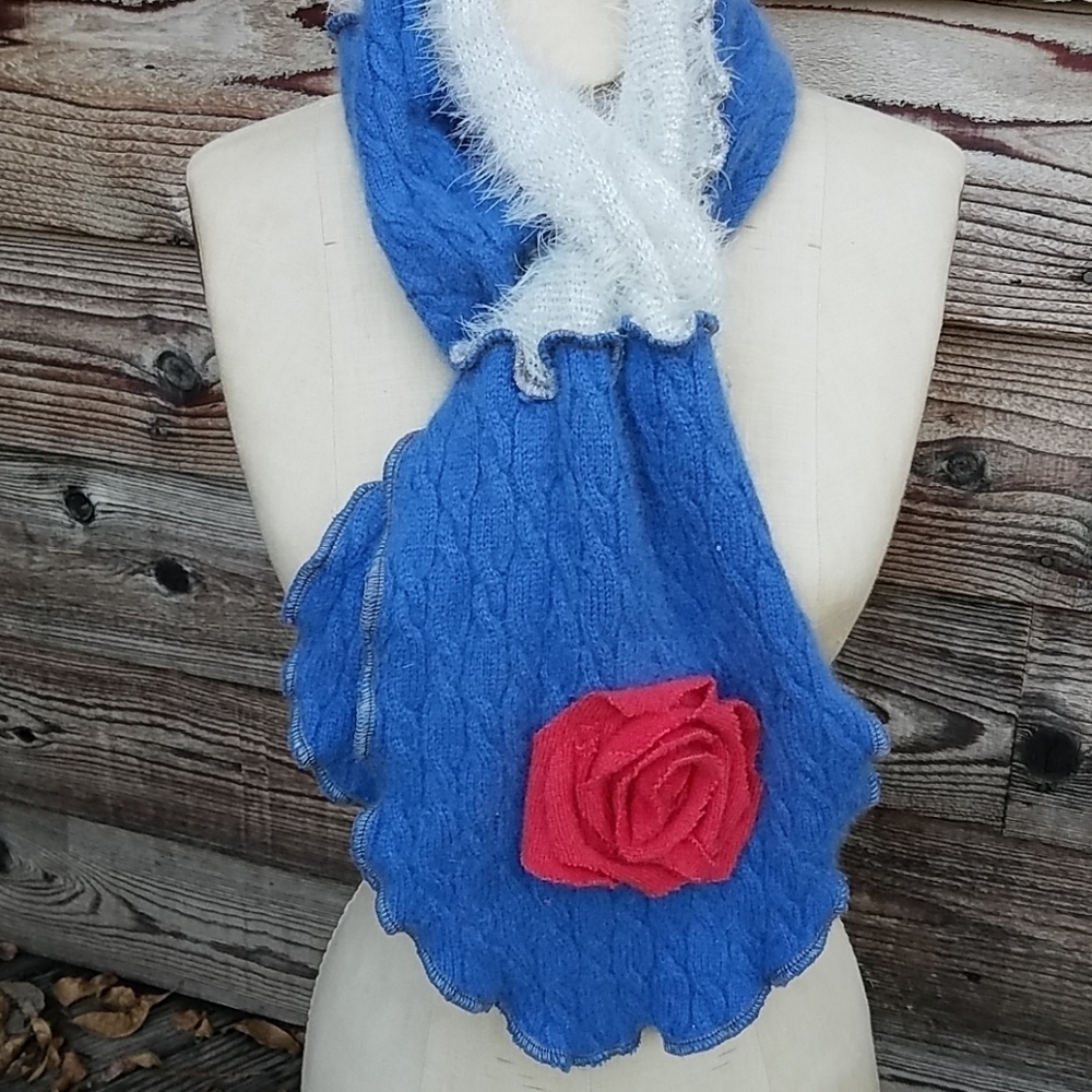 Handmade Cashmere scarf repurposed one of kind